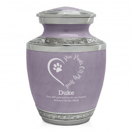 Small Paw Prints On Heart Pet Cremation Urn - Regal Purple