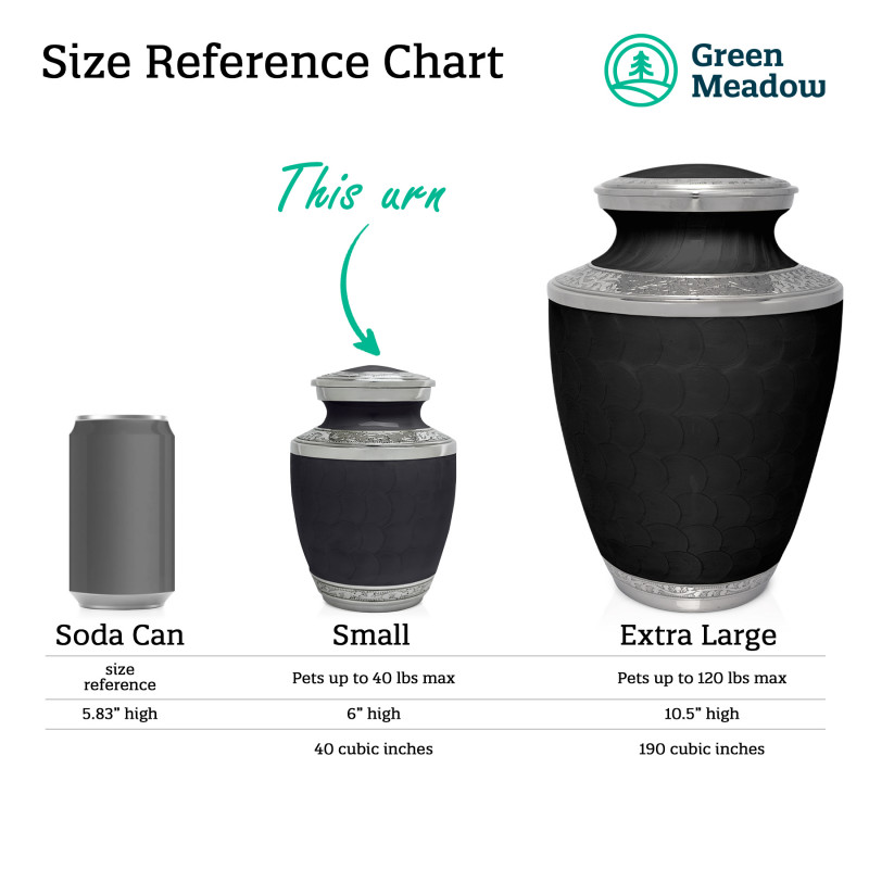 Small Paw Prints Halo Pet Cremation Urn - Ebony Black