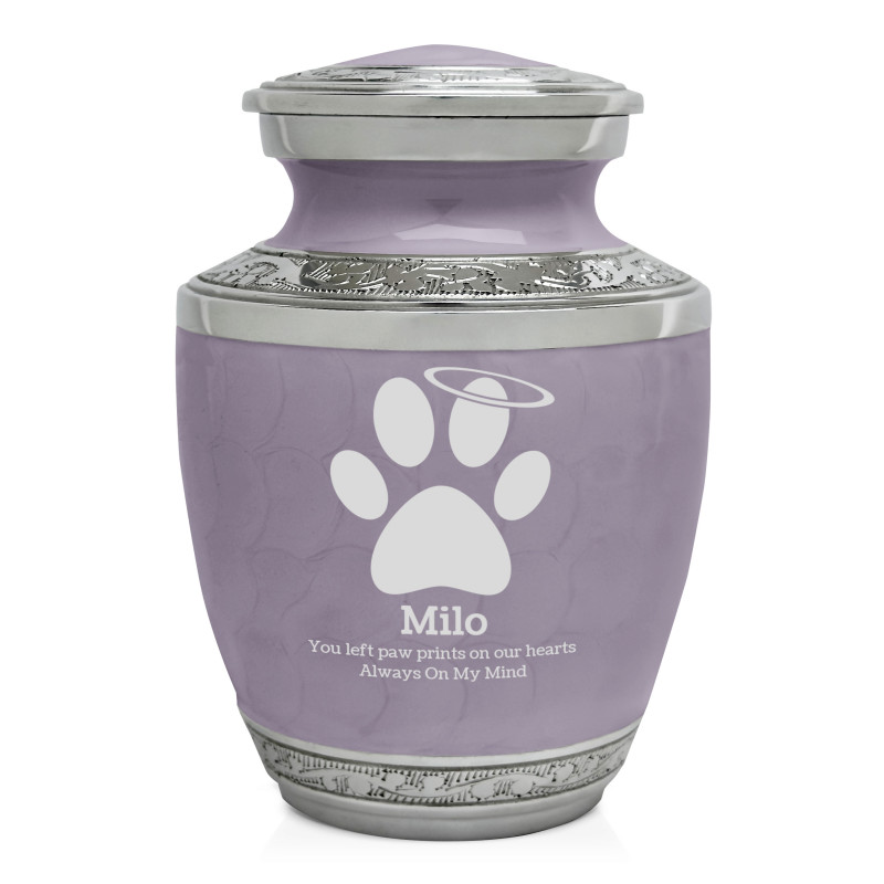 Small Paw Prints Halo Pet Cremation Urn - Regal Purple