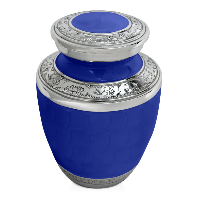 Small Paw Prints Halo Pet Cremation Urn - Royal Blue