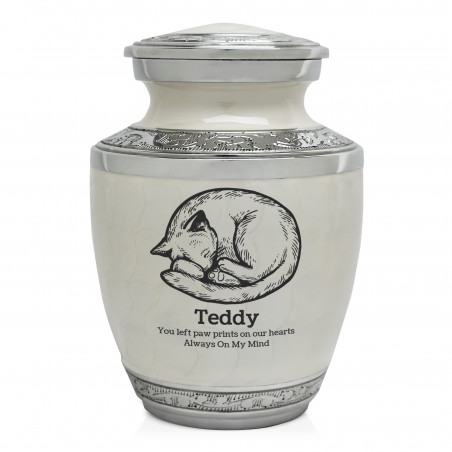 Small Cat Sleeping Pet Cremation Urn - Radiant White