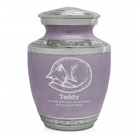 Small Cat Sleeping Pet Cremation Urn - Regal Purple