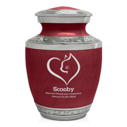 Small Cat Heart Pet Cremation Urn - Rose Red