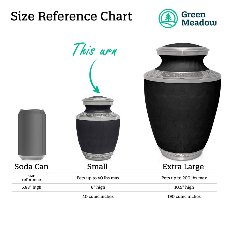 Small Cat Heart Pet Cremation Urn - Ebony Black