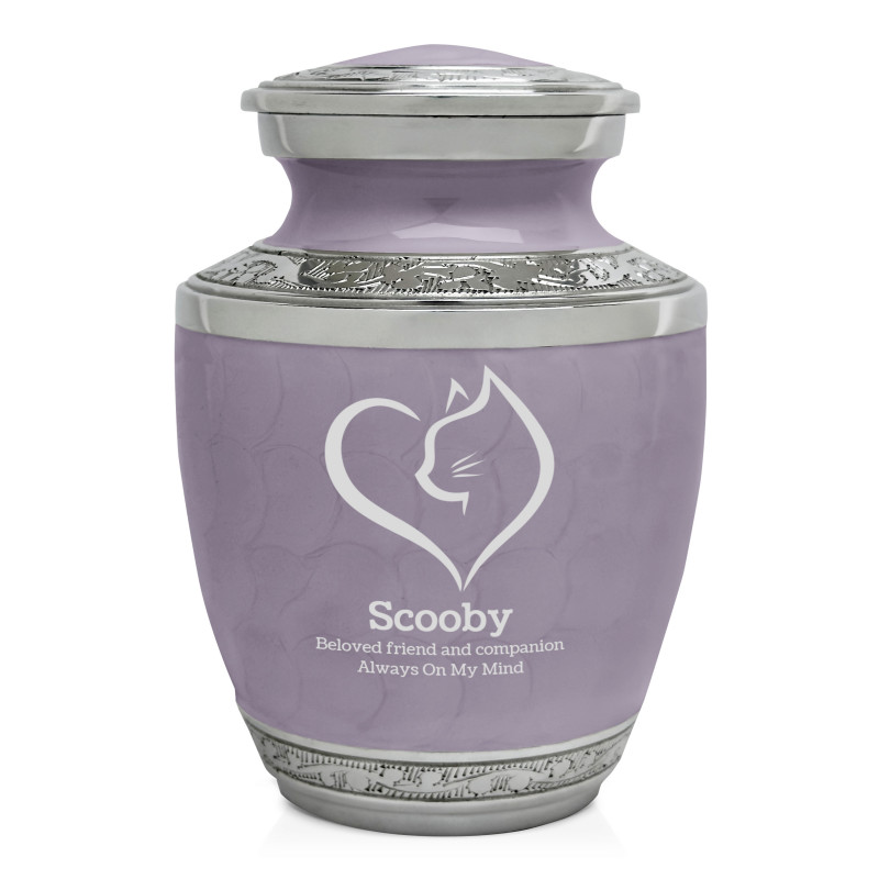 Small Cat Heart Pet Cremation Urn - Regal Purple