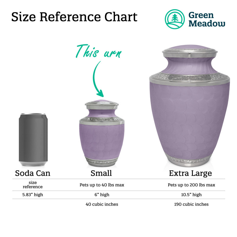 Small Cat Heart Pet Cremation Urn - Regal Purple
