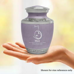 Small Cat Sit Heart Pet Cremation Urn - Regal Purple