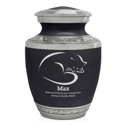 Small Cat Sleep II Pet Cremation Urn - Ebony Black