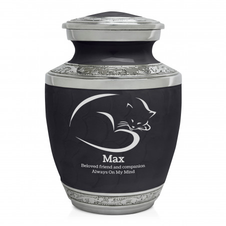 Sleeping Cat Pet Cremation Urn - Ebony Black