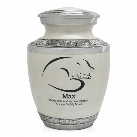 Sleeping Cat Pet Cremation Urn - Radiant White