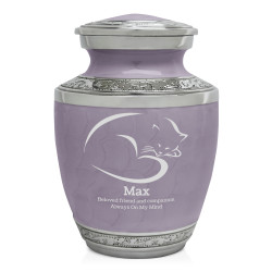 Small Cat Sleep II Pet Cremation Urn - Regal Purple