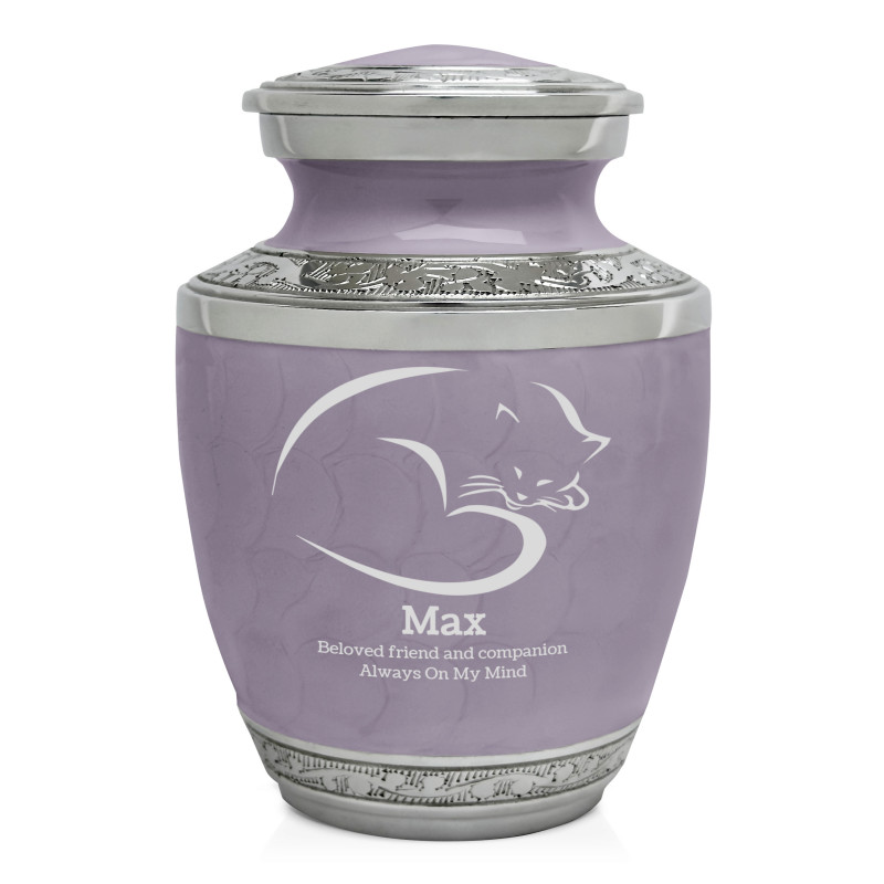 Sleeping Cat Pet Cremation Urn - Regal Purple