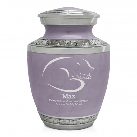 Sleeping Cat Pet Cremation Urn - Regal Purple