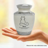 Small Cat Infinity Heart Pet Cremation Urn - Radiant White