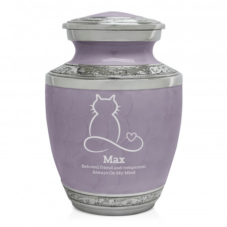 Small Cat Infinity Heart Pet Cremation Urn - Regal Purple