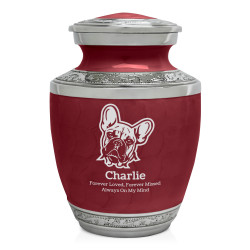 Small French Bulldog Pet Cremation Urn - Rose Red