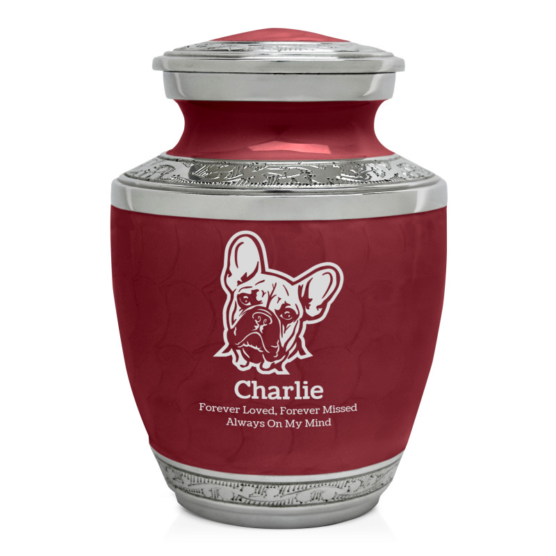 Small French Bulldog Pet Cremation Urn - Rose Red