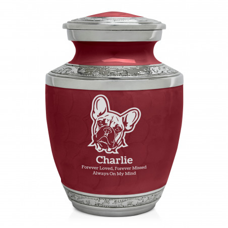 Small French Bulldog Pet Cremation Urn - Rose Red