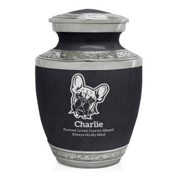 Small French Bulldog Pet Cremation Urn - Ebony Black