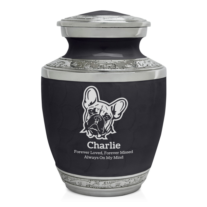 Small French Bulldog Pet Cremation Urn - Ebony Black