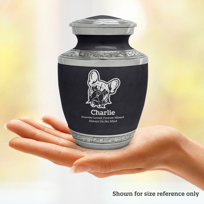 Small French Bulldog Pet Cremation Urn - Ebony Black