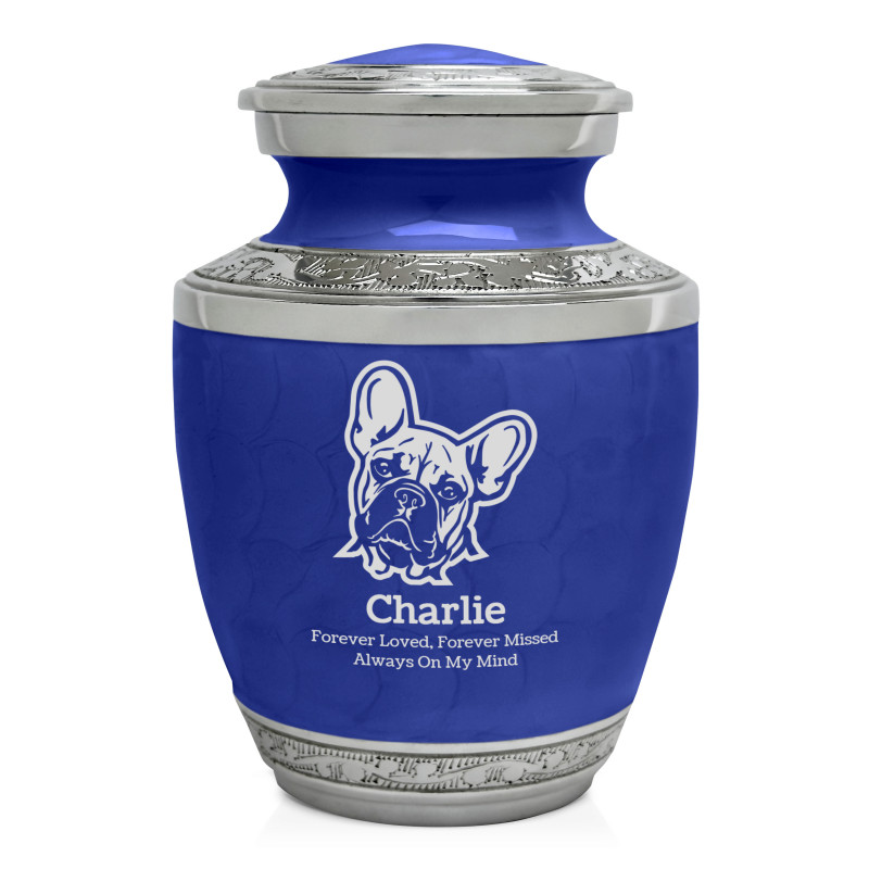 Small French Bulldog Pet Cremation Urn - Royal Blue