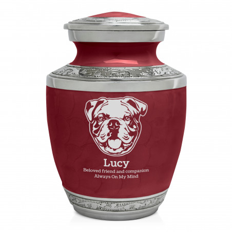 Small English Bulldog Pet Cremation Urn - Rose Red