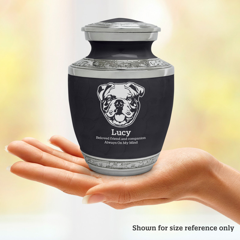 Small English Bulldog Pet Cremation Urn - Ebony Black