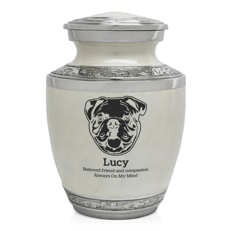 Small English Bulldog Pet Cremation Urn - Radiant White