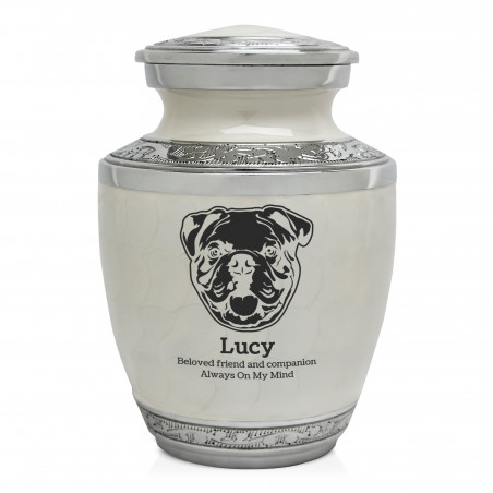 Small English Bulldog Pet Cremation Urn - Radiant White