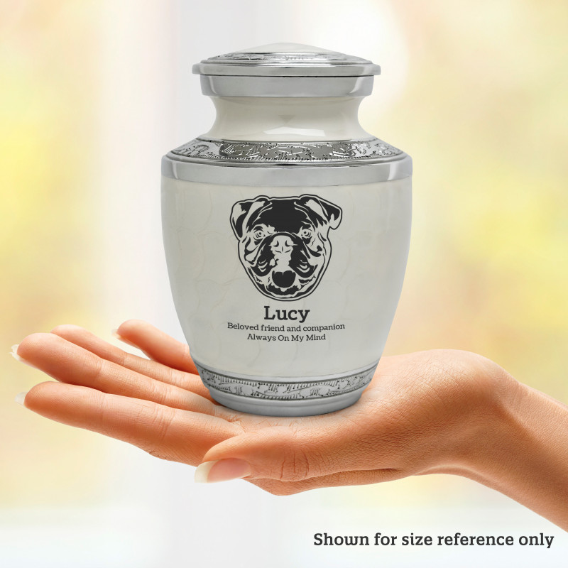 Small English Bulldog Pet Cremation Urn - Radiant White