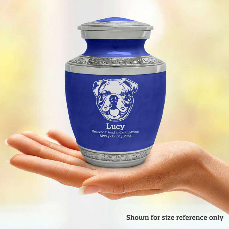 Small English Bulldog Pet Cremation Urn - Royal Blue