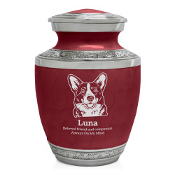 Small Corgi Pet Cremation Urn - Rose Red