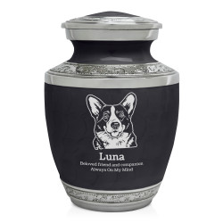Small Corgi Pet Cremation Urn - Ebony Black