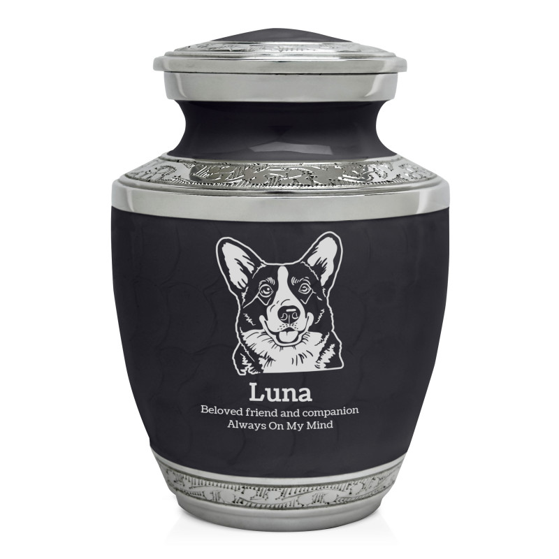 Small Corgi Pet Cremation Urn - Ebony Black