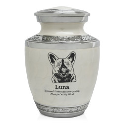 Small Corgi Pet Cremation Urn - Radiant White