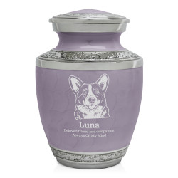 Small Corgi Pet Cremation Urn - Regal Purple