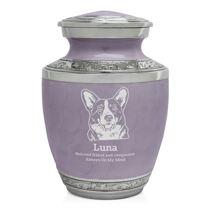 Small Corgi Pet Cremation Urn - Regal Purple