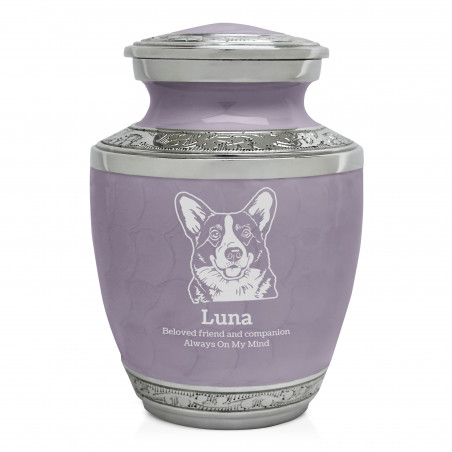 Small Corgi Pet Cremation Urn - Regal Purple