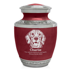 Small Beagle Pet Cremation Urn - Rose Red