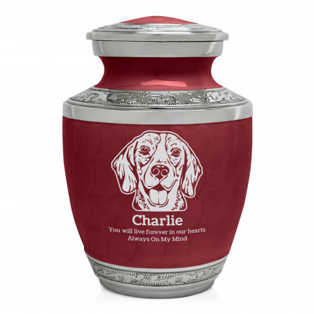 Small Beagle Pet Cremation Urn - Rose Red