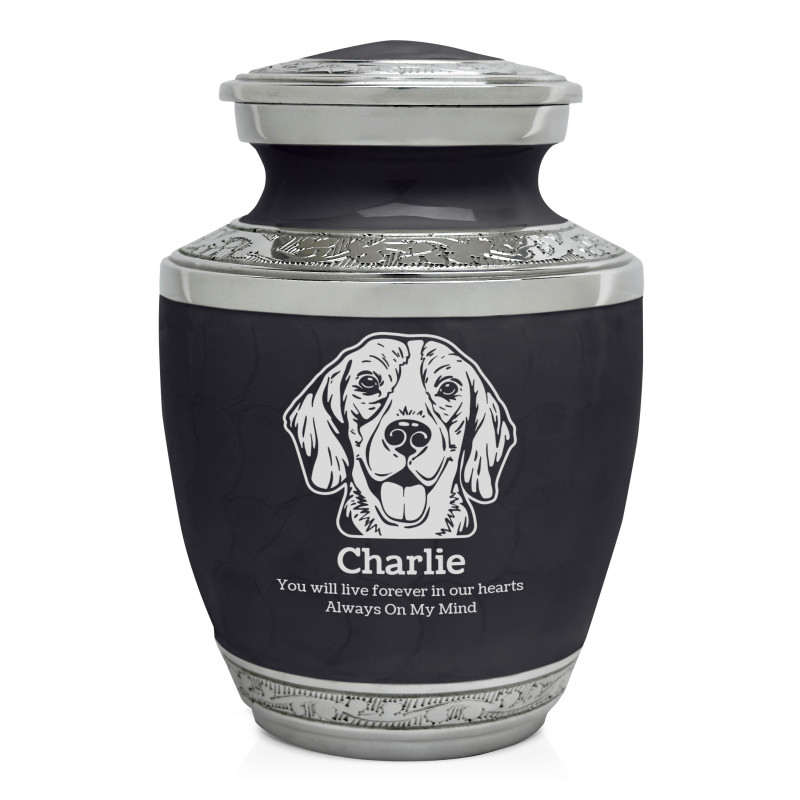 Small Beagle Pet Cremation Urn - Ebony Black