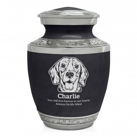 Small Beagle Pet Cremation Urn - Ebony Black