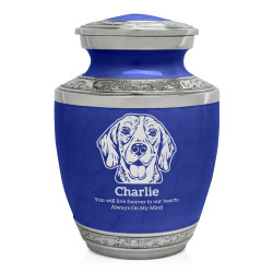Small Beagle Pet Cremation Urn - Royal Blue