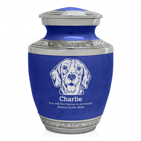 Small Beagle Pet Cremation Urn - Royal Blue