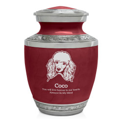 Small Poodle Pet Cremation Urn - Rose Red