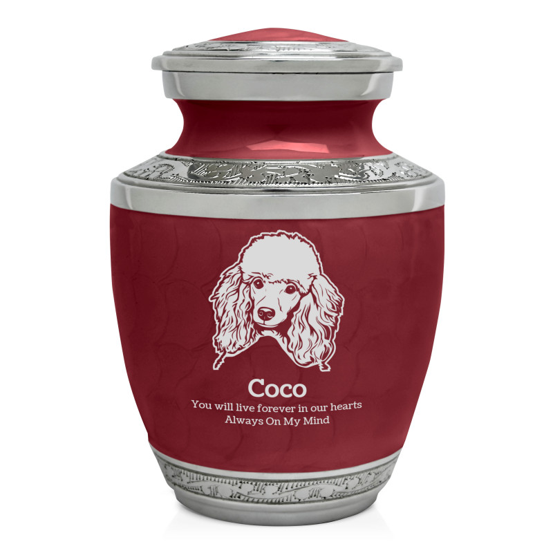 Small Poodle Pet Cremation Urn - Rose Red