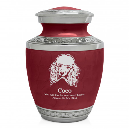 Small Poodle Pet Cremation Urn - Rose Red