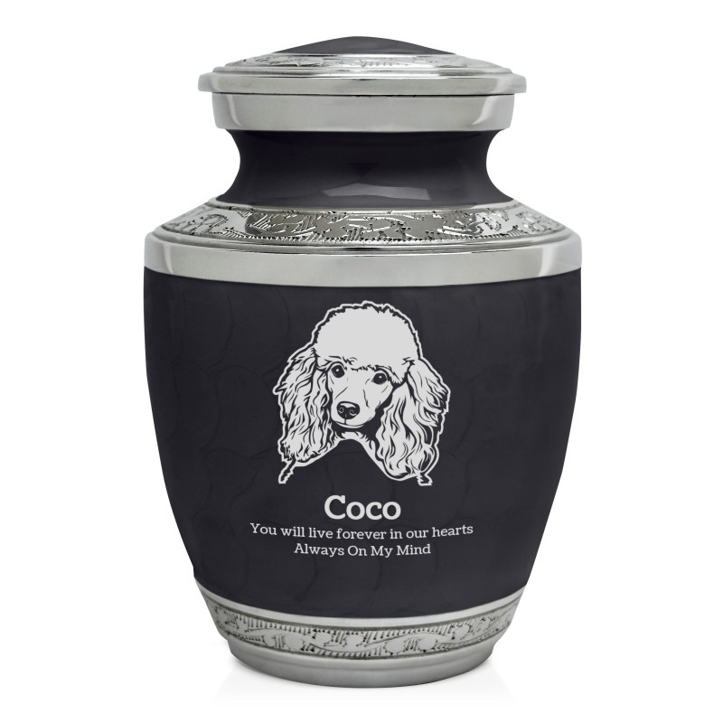 Small Poodle Pet Cremation Urn - Ebony Black