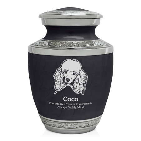 Small Poodle Pet Cremation Urn - Ebony Black